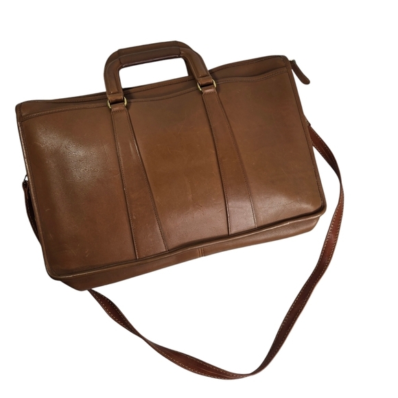 Vtg Coach 5282 embassy british tan brown leather briefcase portfolio business - Picture 1 of 13